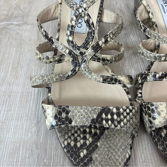 Jimmy Choo Snake Skin Low Heel Wedge Sandals Size 36 1/2 - Picture 10 of 11